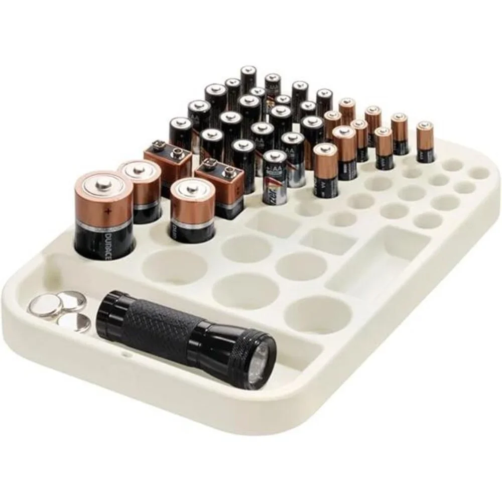 Recycled Plastic Battery Organizer Divided Tray Drawer Storage Coconut AA AAA